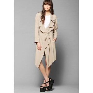 UNIF Flasher Asymmetrical Camel Draped Trench Coat